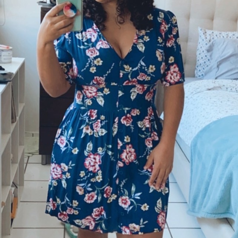 BOG NAVY FLOWER PATTERN DRESS